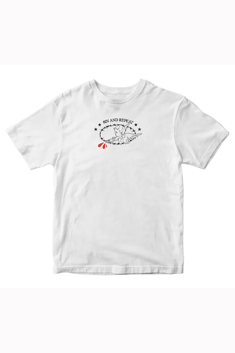 SIN AND REPEAT SINNERS GOT WINGS SHIRT Weiss 2025