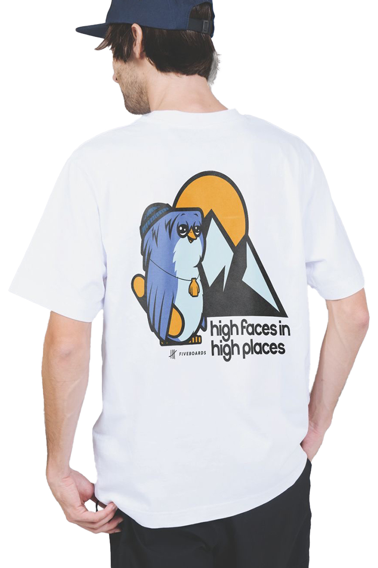 FIVEBOARDS Blue high faces T-Shirt white 2025
