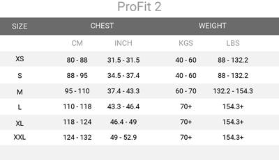 Follow ProFit Size Chart