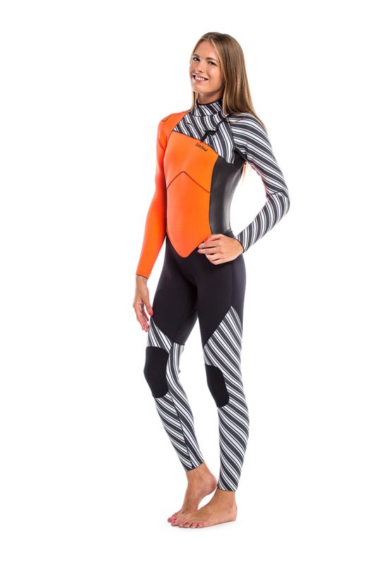 GlideSoul Full Wetsuit 3 mm Chest Zip Stripes Print/Black/Peach 2017
