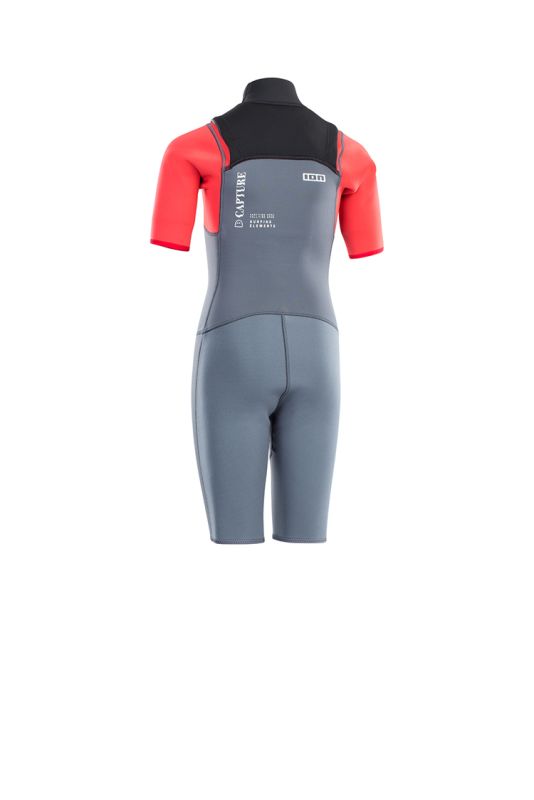 ION Wetsuit Capture 2/2 Shorty SS Front Zip junior Wetsuit steelblueredblack