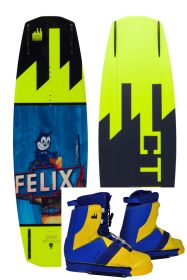 CTRL Supreme 134 grind wakeboard and CTRL Hustle binding blue yellow